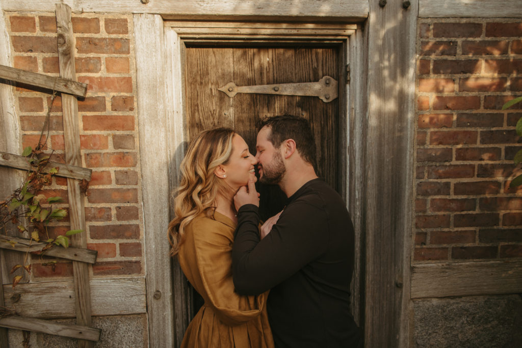 Litchfield fall engagement couple kissing